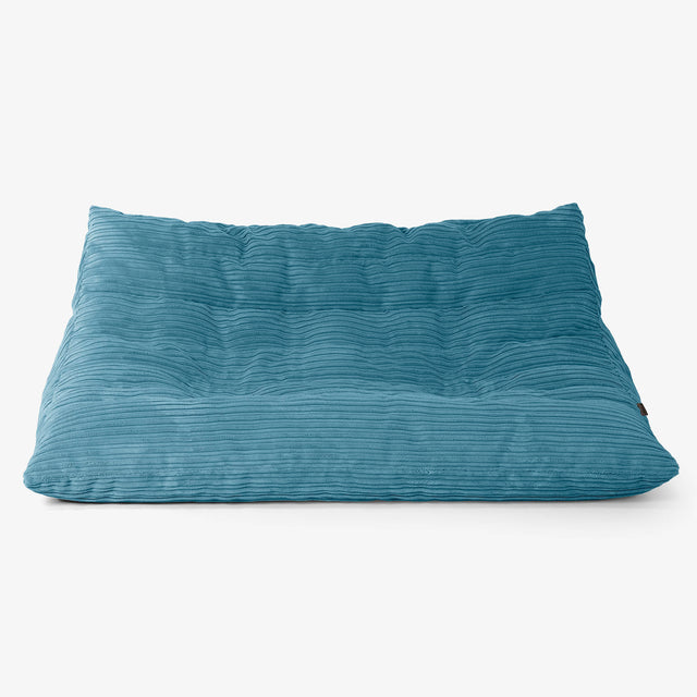 Divano Pouf da Pavimento Noah - Velluto a Coste Egeo Blu 01