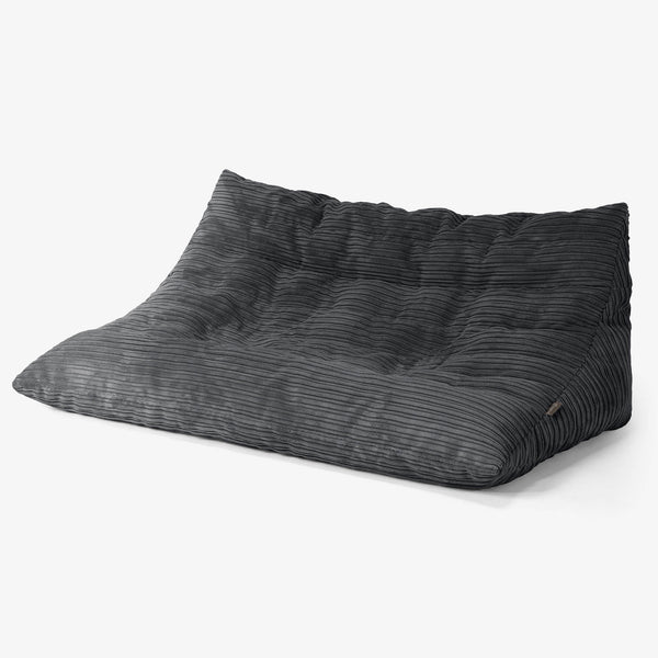 Divano Pouf da Pavimento Noah - Velluto a Coste Nero 01