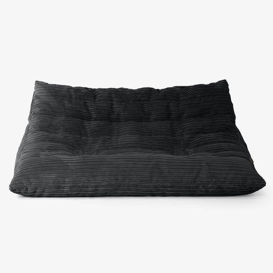 Divano Pouf da Pavimento Noah - Velluto a Coste Nero 01