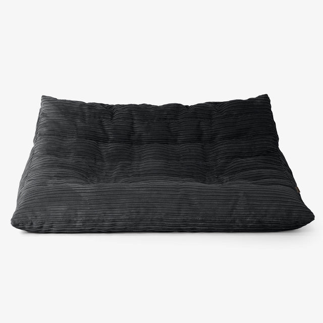 Divano Pouf da Pavimento Noah - Velluto a Coste Nero 01