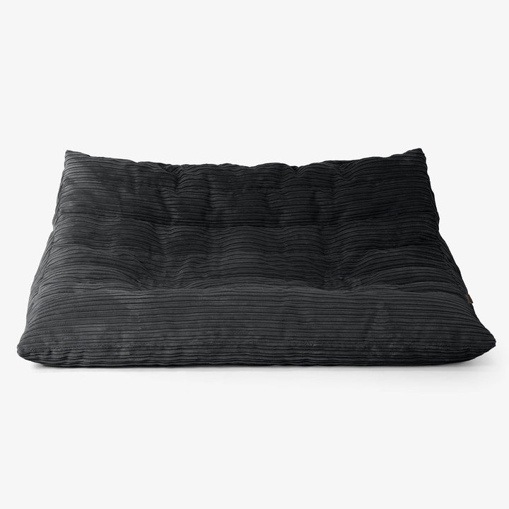 Divano Pouf da Pavimento Noah - Velluto a Coste Nero 01