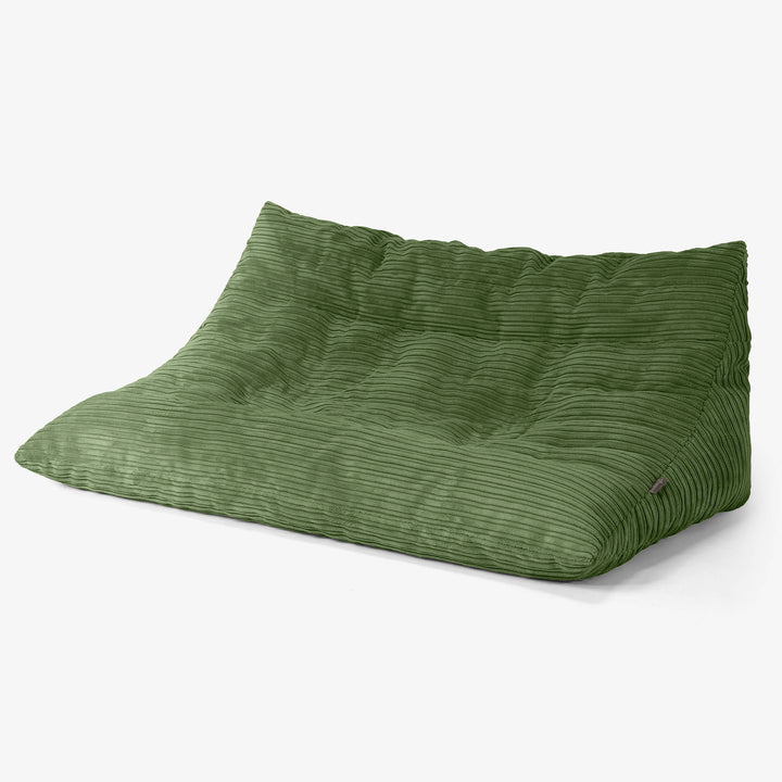 Divano Pouf da Pavimento Noah - Velluto a Coste Verde Foresta 02