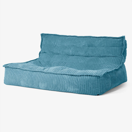 Divano Pouf da Pavimento Oliver - Velluto a Coste Egeo Blu 02