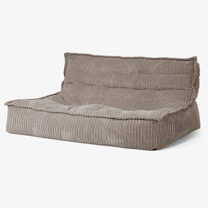 Divano Pouf da Pavimento Oliver - Velluto a Coste Grigio Tortora 02