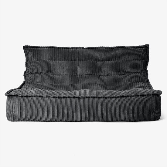 Divano Pouf da Pavimento Oliver - Velluto a Coste Nero 01
