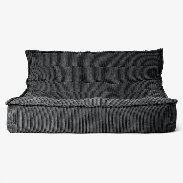 Divano Pouf da Pavimento Oliver - Velluto a Coste Nero 01
