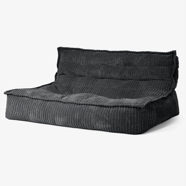 Divano Pouf da Pavimento Oliver - Velluto a Coste Nero 01