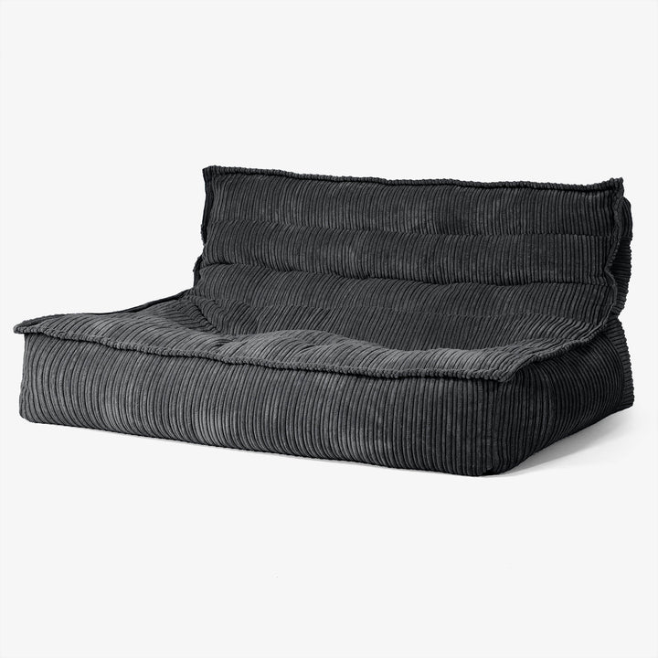 Divano Pouf da Pavimento Oliver - Velluto a Coste Nero 02