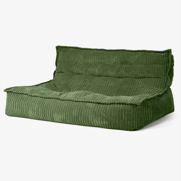 Divano Pouf da Pavimento Oliver - Velluto a Coste Verde Foresta 01