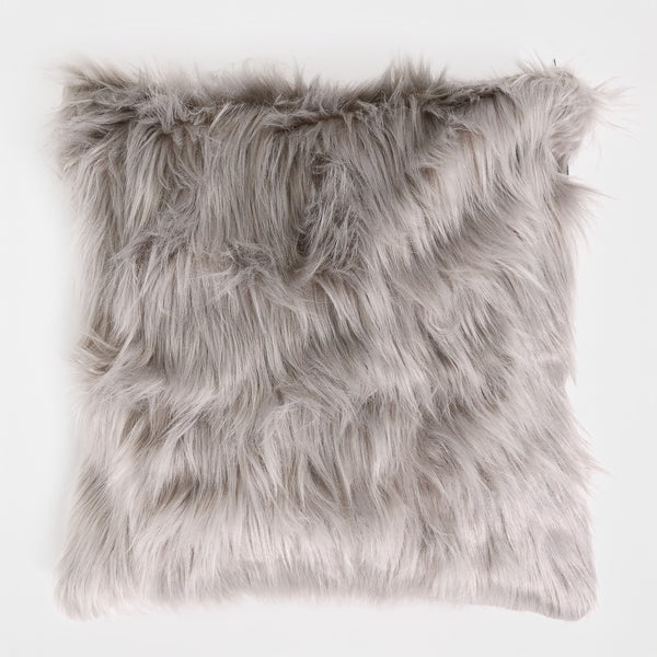 Fodera per Cuscino 47 x 47cm - Pelliccia Sintetica Mongola Grigio 01