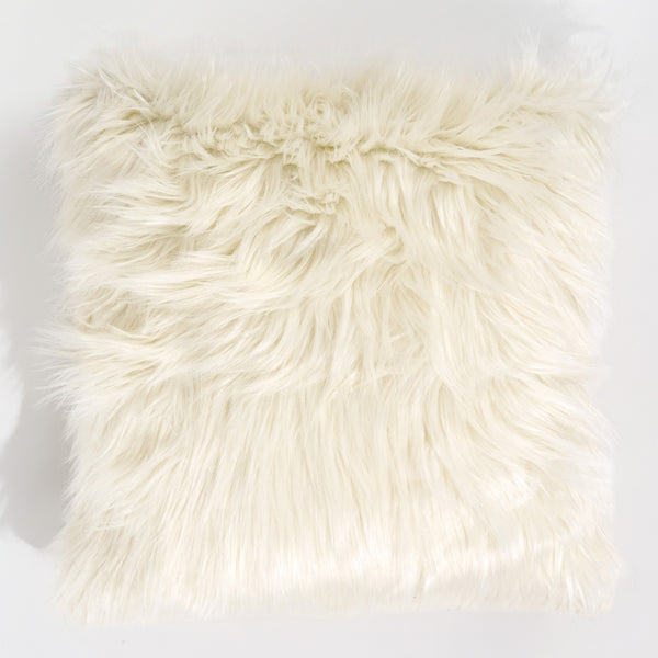 Fodera per Cuscino 47 x 47cm - Pelliccia Sintetica Mongola Panna 01