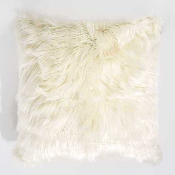 Fodera per Cuscino Gigante 70 x 70cm -Pelliccia Sintetica Mongola Panna 01