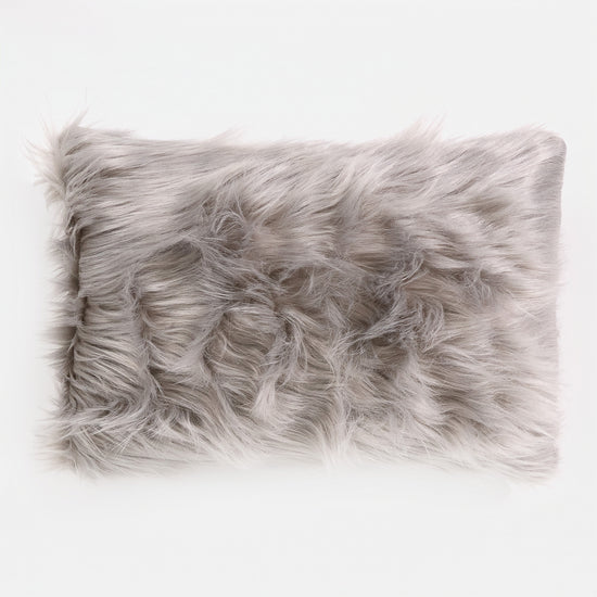 Fodera per Cuscino Rettangolare 35 x 50cm - Pelliccia Sintetica Mongola Grigio 01