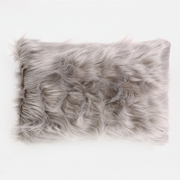 Fodera per Cuscino Rettangolare 35 x 50cm - Pelliccia Sintetica Mongola Grigio 01
