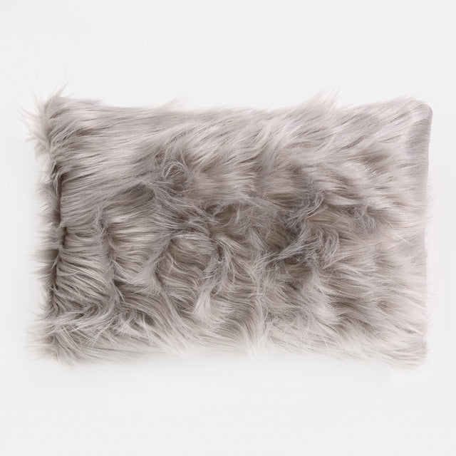 Fodera per Cuscino Rettangolare 35 x 50cm - Pelliccia Sintetica Mongola Grigio 01