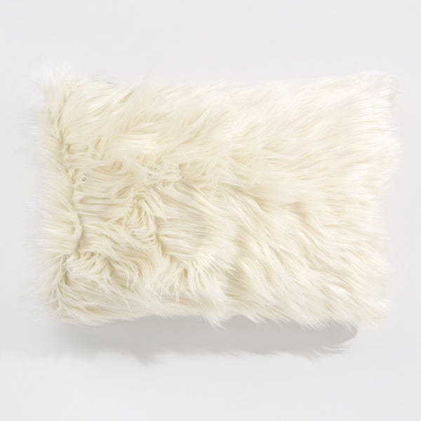 Fodera per Cuscino Rettangolare 35 x 50cm - Pelliccia Sintetica Mongola Panna 01