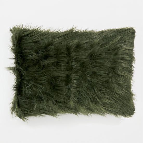 Fodera per Cuscino Rettangolare 35 x 50cm - Pelliccia Sintetica Mongola Verde Salvia 01