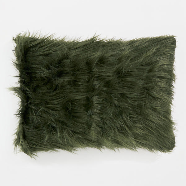 Fodera per Cuscino Rettangolare 35 x 50cm - Pelliccia Sintetica Mongola Verde Salvia 01