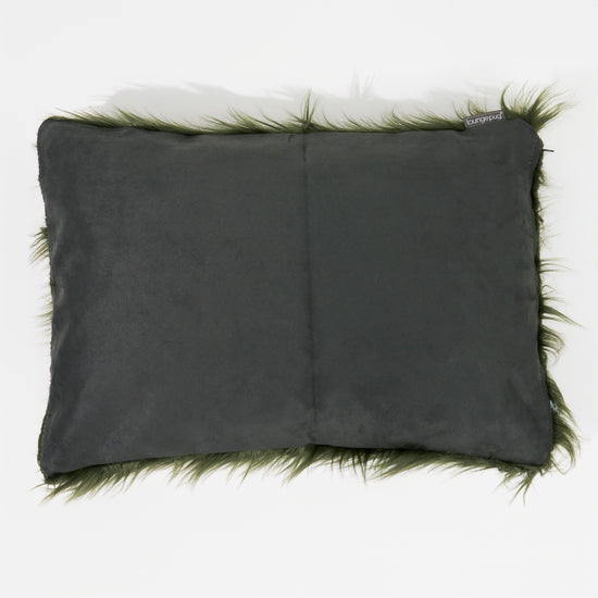 Fodera per Cuscino Rettangolare 35 x 50cm - Pelliccia Sintetica Mongola Verde Salvia 02
