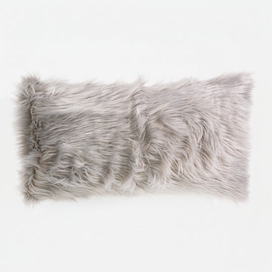 Fodera per Cuscino Rettangolare Gigante 40 x 70cm - Pelliccia Sintetica Mongola Grigio 01