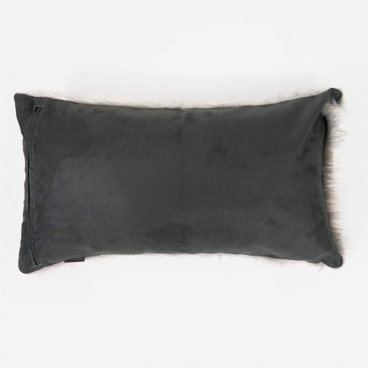 Fodera per Cuscino Rettangolare Gigante 40 x 70cm - Pelliccia Sintetica Mongola Grigio 02