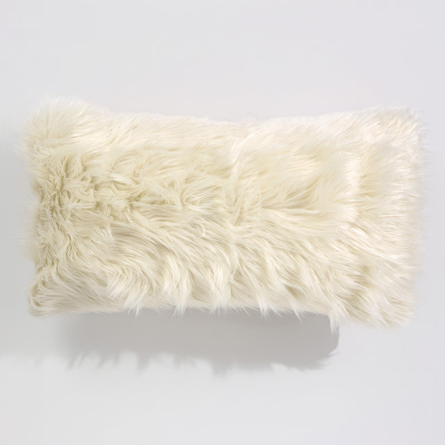 Fodera per Cuscino Rettangolare Gigante 40 x 70cm - Pelliccia Sintetica Mongola Panna 01