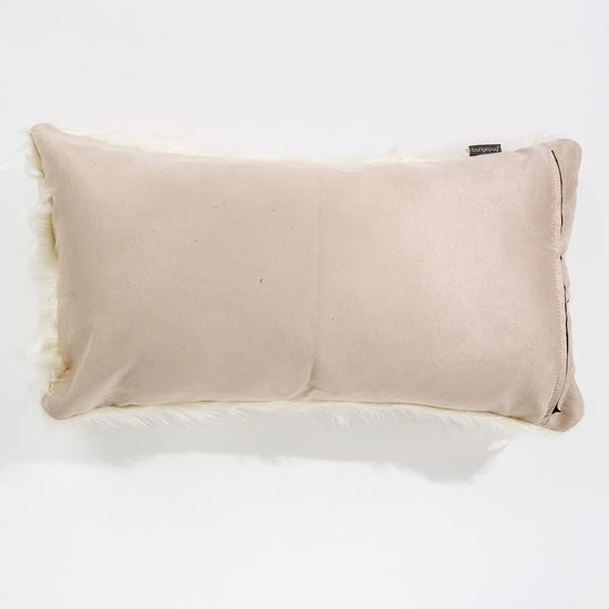 Fodera per Cuscino Rettangolare Gigante 40 x 70cm - Pelliccia Sintetica Mongola Panna 02