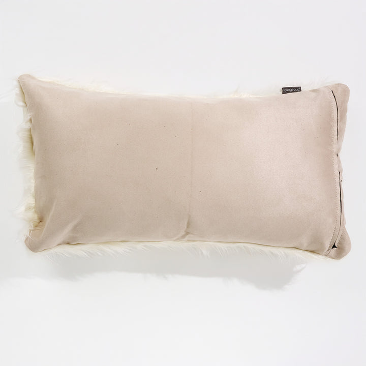 Fodera per Cuscino Rettangolare Gigante 40 x 70cm - Pelliccia Sintetica Mongola Panna 02