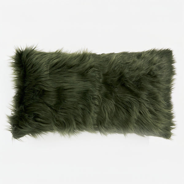 Fodera per Cuscino Rettangolare Gigante 40 x 70cm - Pelliccia Sintetica Mongola Verde Salvia 01
