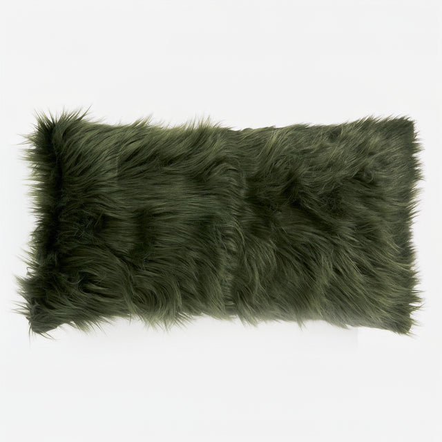 Fodera per Cuscino Rettangolare Gigante 40 x 70cm - Pelliccia Sintetica Mongola Verde Salvia 01