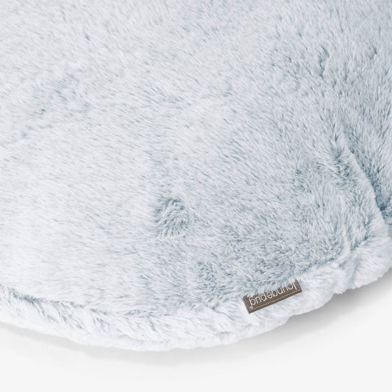 Fodera per Cuscino Rotondo 50cm - Eco-pelliccia di Coniglio Azzurro Polvere 02