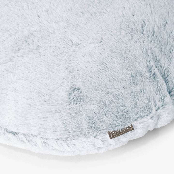 Fodera per Cuscino Rotondo 50cm - Eco-pelliccia di Coniglio Azzurro Polvere 02
