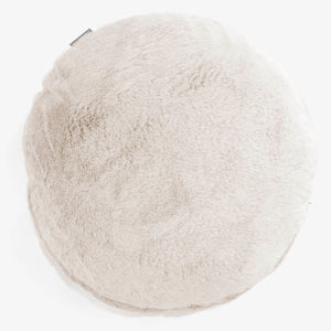 Fodera per Cuscino Rotondo 50cm - Eco-pelliccia di Coniglio Bianco