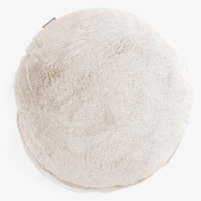 Fodera per Cuscino Rotondo 50cm - Eco-pelliccia di Coniglio Bianco 01