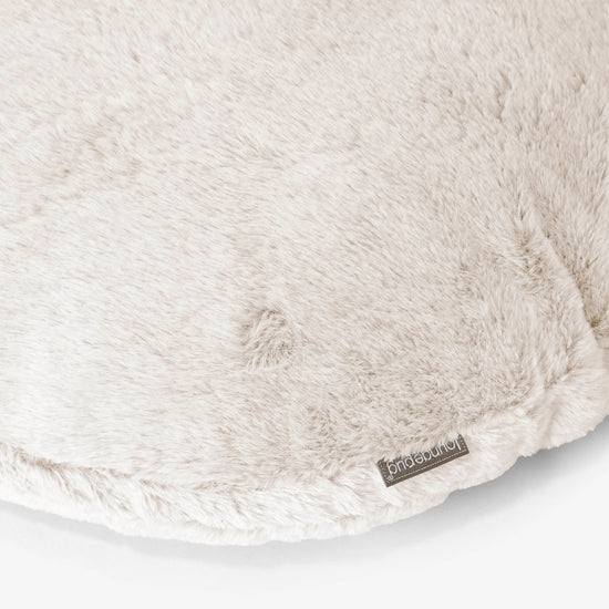 Fodera per Cuscino Rotondo 50cm - Eco-pelliccia di Coniglio Bianco 02
