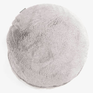 Fodera per Cuscino Rotondo 50cm - Eco-pelliccia di Coniglio Grigio Chiaro