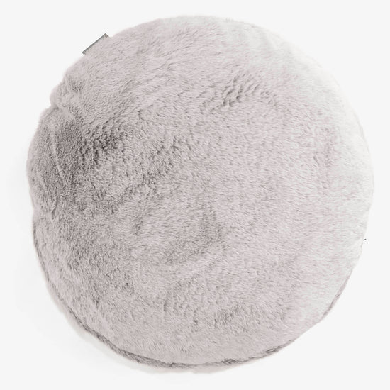 Fodera per Cuscino Rotondo 50cm - Eco-pelliccia di Coniglio Grigio Chiaro 01