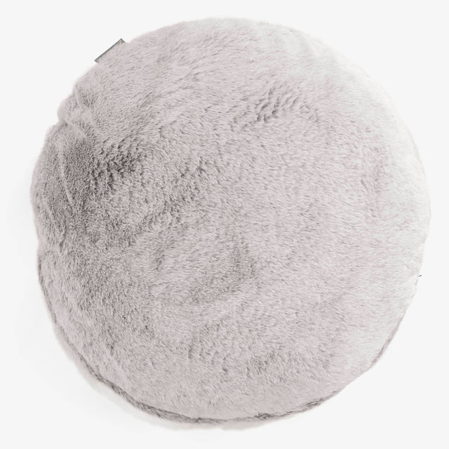 Fodera per Cuscino Rotondo 50cm - Eco-pelliccia di Coniglio Grigio Chiaro 01