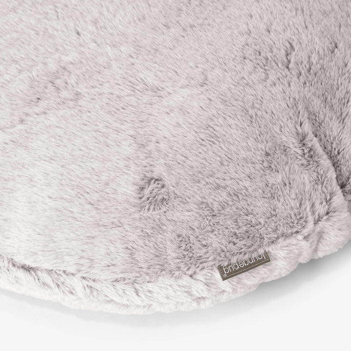 Fodera per Cuscino Rotondo 50cm - Eco-pelliccia di Coniglio Grigio Chiaro 02
