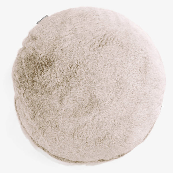 Fodera per Cuscino Rotondo 50cm - Eco-pelliccia di Coniglio Marrone dorato 01