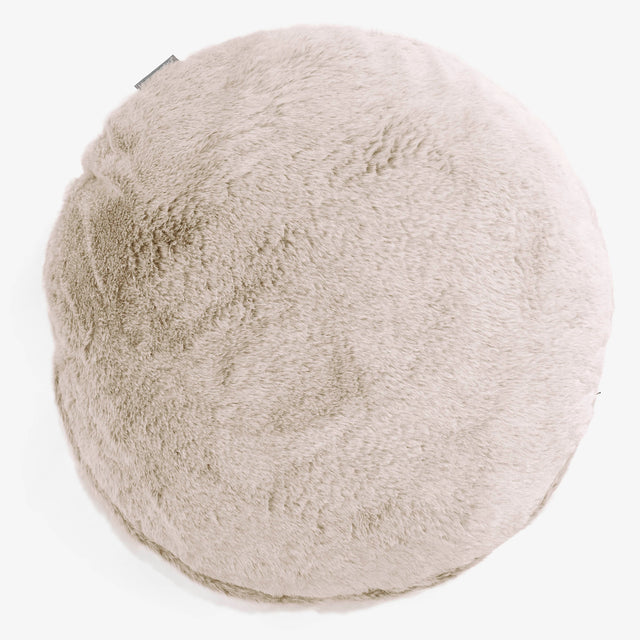 Fodera per Cuscino Rotondo 50cm - Eco-pelliccia di Coniglio Marrone dorato 01
