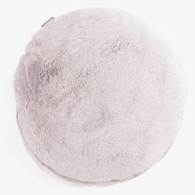 Fodera per Cuscino Rotondo 50cm - Eco-pelliccia di Coniglio Rosa Antico 01