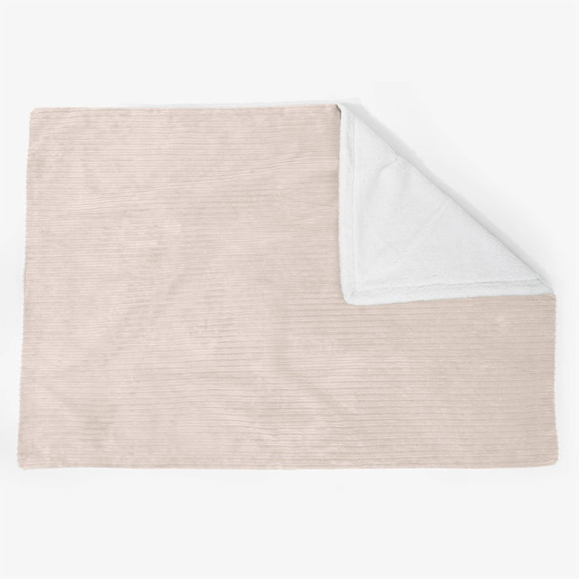 Grande Plaid / Coperta Sherpa 140 x 200cm - Velluto a Coste Avorio - 02