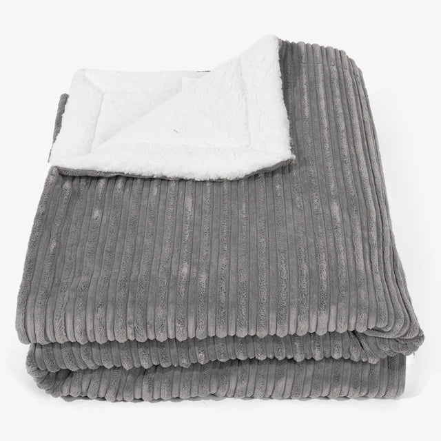 Grande Plaid / Coperta Sherpa 140 x 200cm - Velluto a Coste Grafite - 01