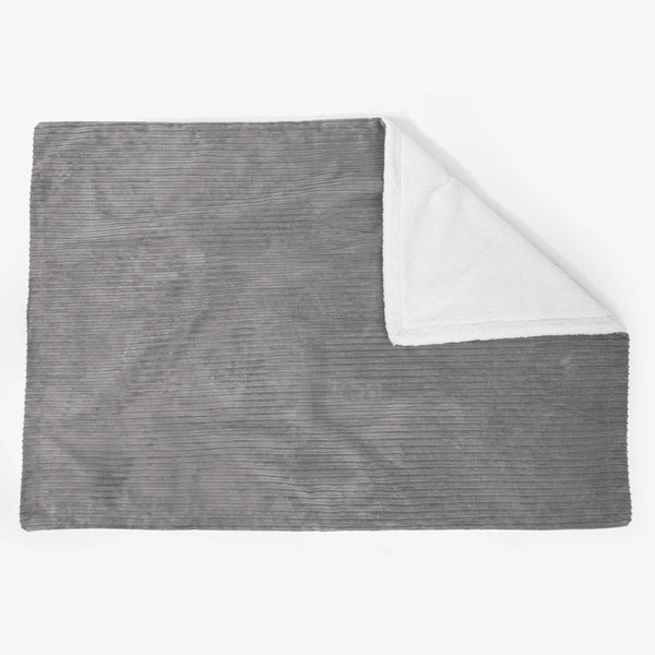 Grande Plaid / Coperta Sherpa 140 x 200cm - Velluto a Coste Grafite - 01