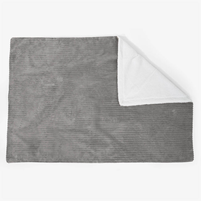 Grande Plaid / Coperta Sherpa 140 x 200cm - Velluto a Coste Grafite - 02