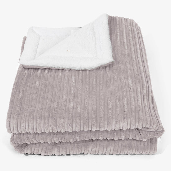 Grande Plaid / Coperta Sherpa 140 x 200cm - Velluto a Coste Grigio Argento - 01