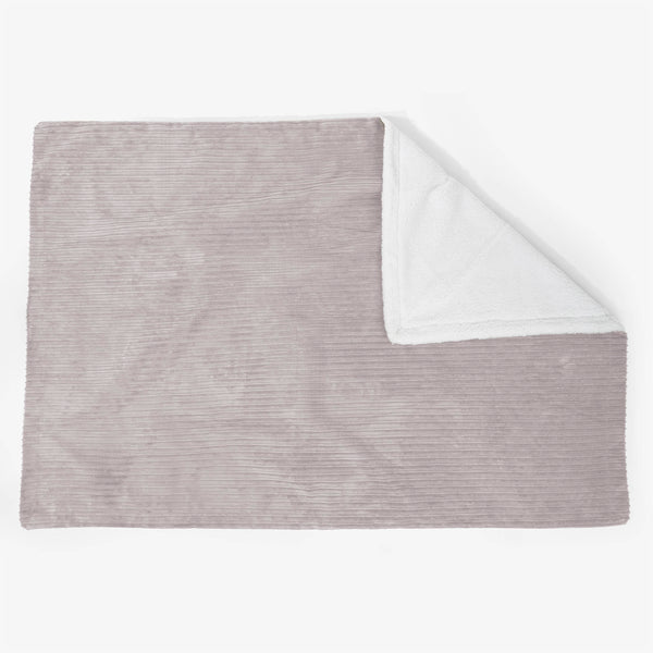 Grande Plaid / Coperta Sherpa 140 x 200cm - Velluto a Coste Grigio Argento - 01