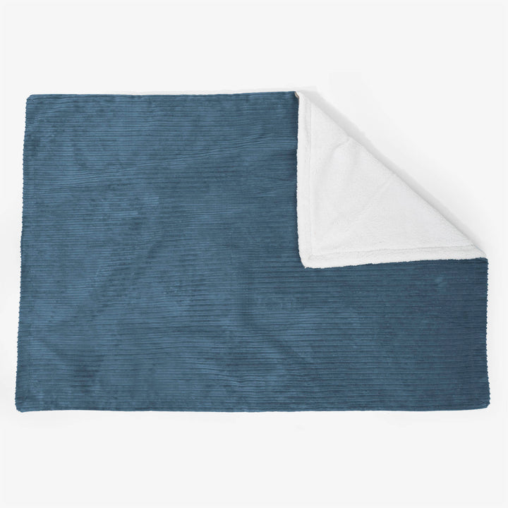 Grande Plaid / Coperta Sherpa 140 x 200cm - Velluto a Coste Navy - 02