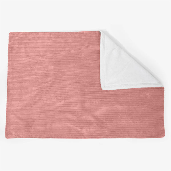 Grande Plaid / Coperta Sherpa 140 x 200cm - Velluto a Coste Pesca - 01